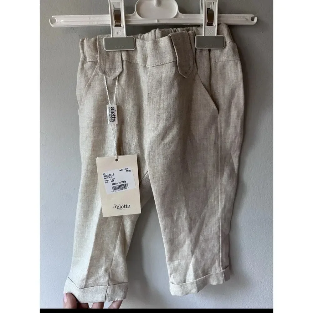 Aletta boys 2 piece cotton/linen formal set 12 month NWT Made In Italy